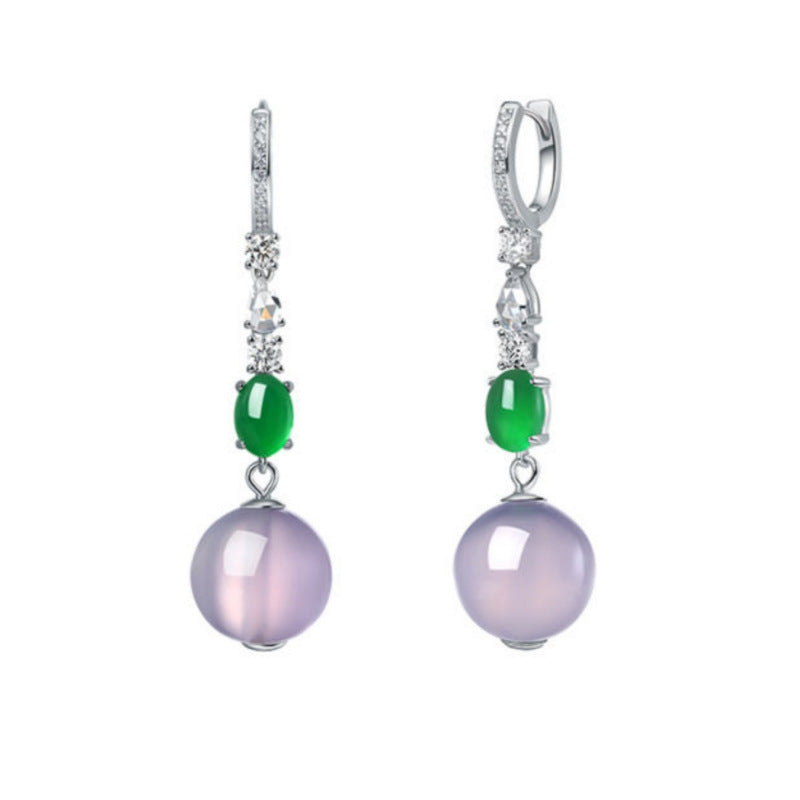 amethyst dangle earrings white background