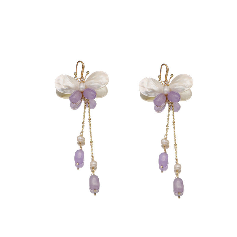 Amethyst Dangle Earrings With white background