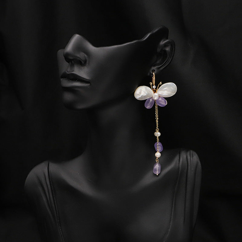 Amethyst Dangle Earrings With black background