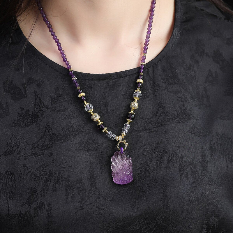 amethyst gemstone necklace with Wearing Look