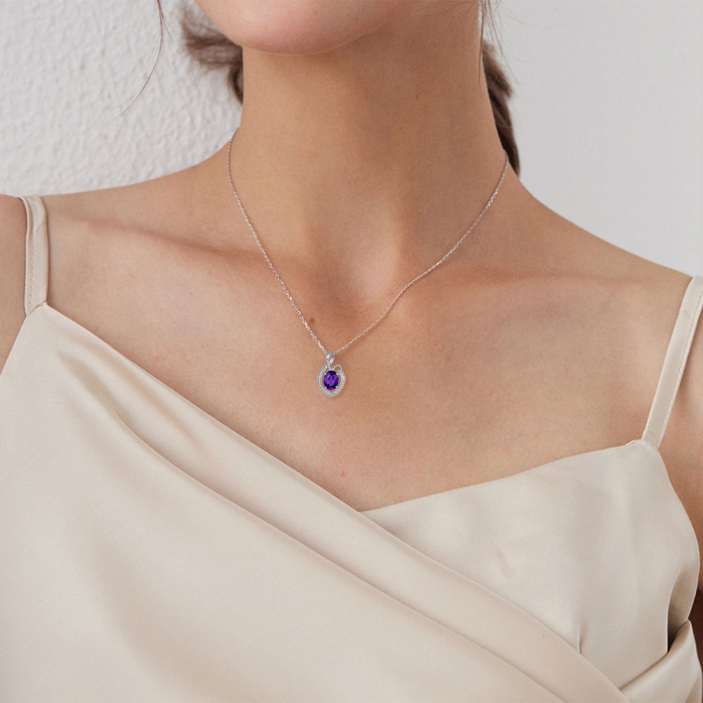 amethyst heart necklace with Wearing Look