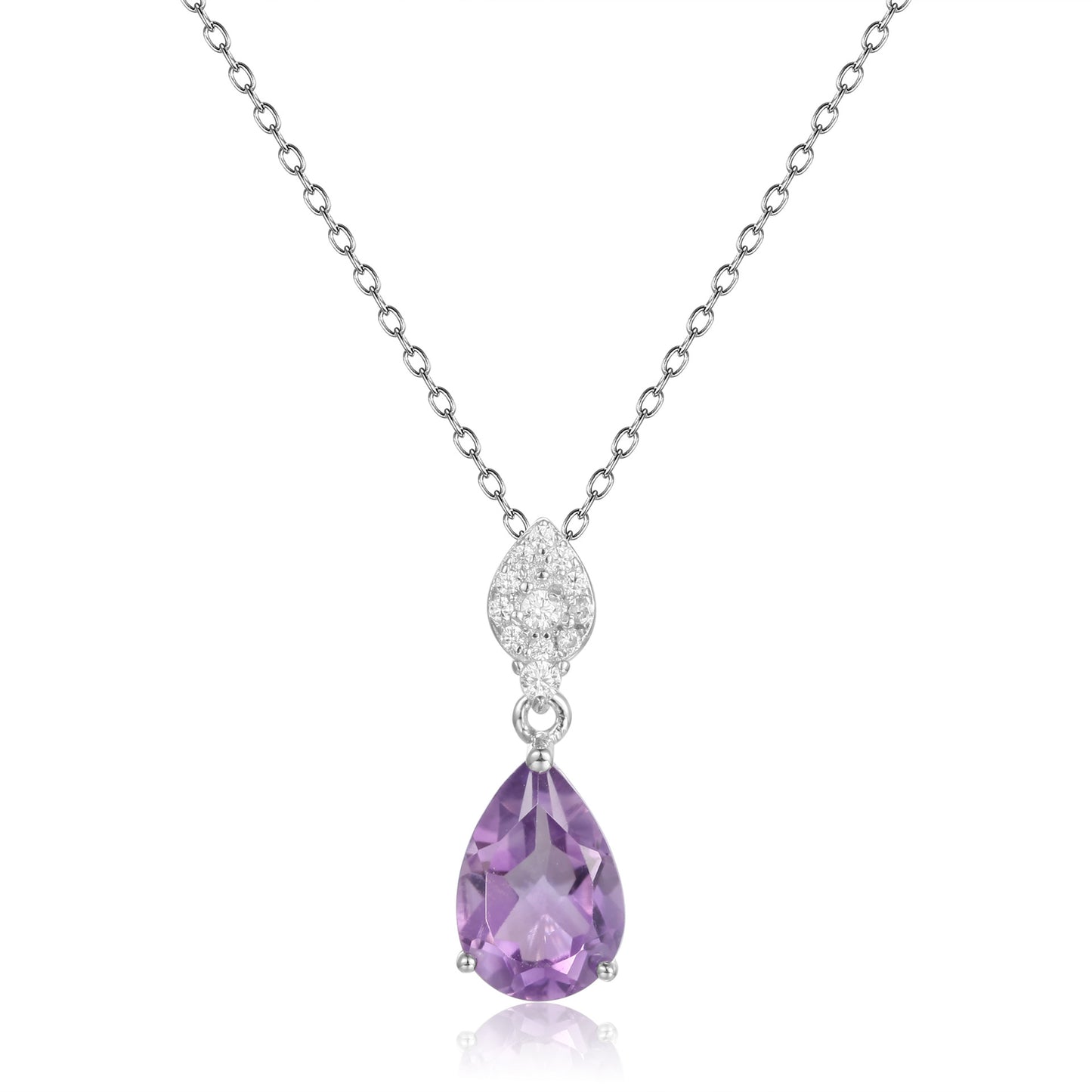 amethyst heart necklace white background