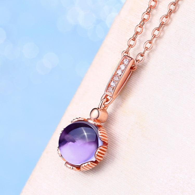 amethyst necklace with On Table