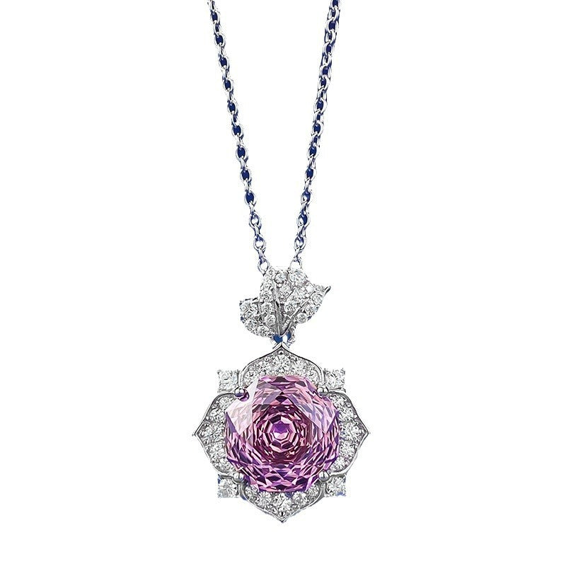 amethyst necklace with white background