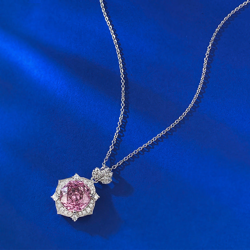 amethyst necklace with blue background