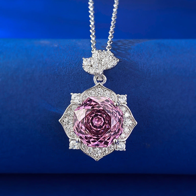 amethyst necklace with blue background