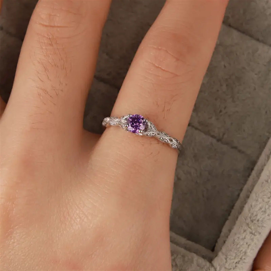 Amethyst Ring for Women with white background