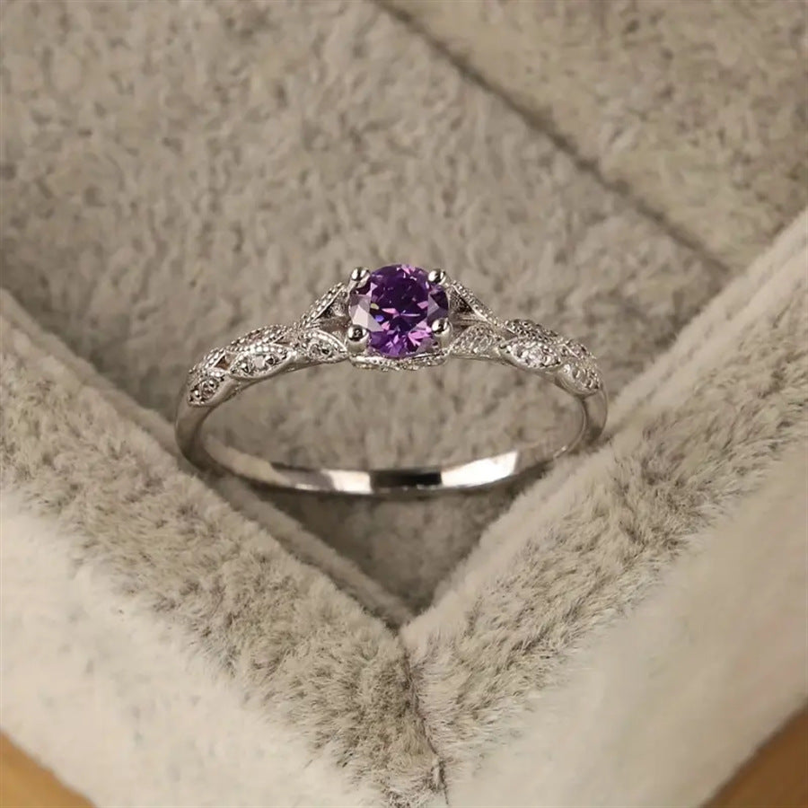 Amethyst Ring for Women with white background
