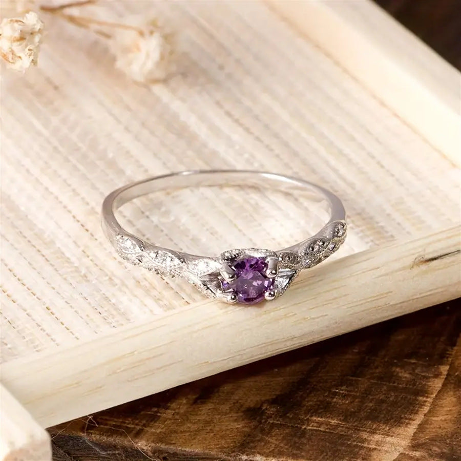 Amethyst Ring for Women with white background
