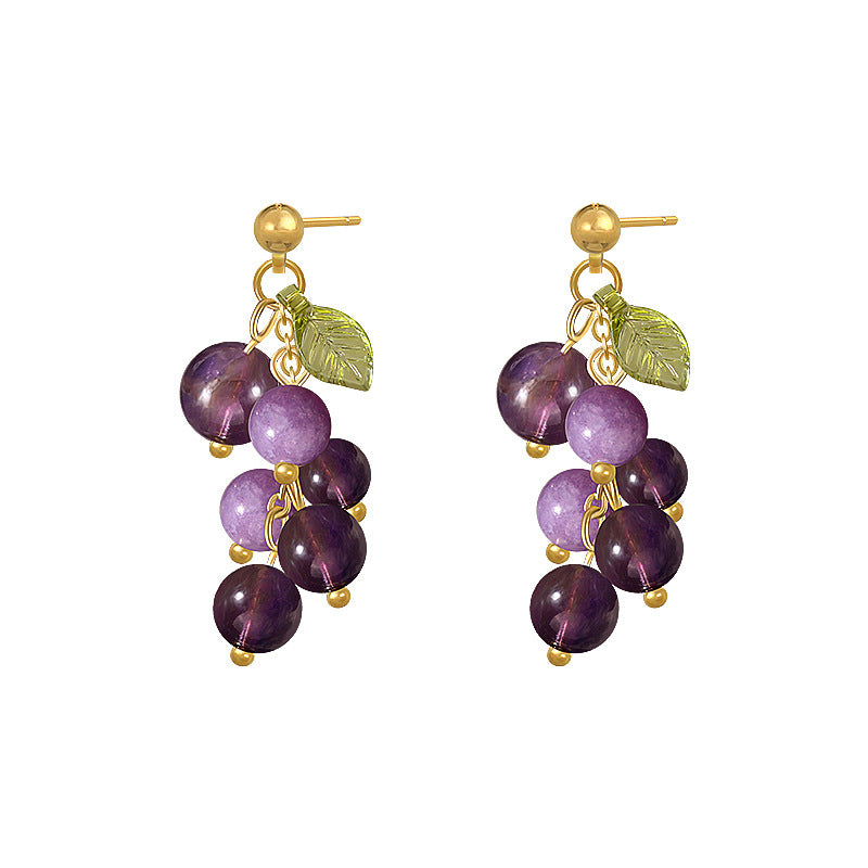 Amethyst Stud Earrings With white background