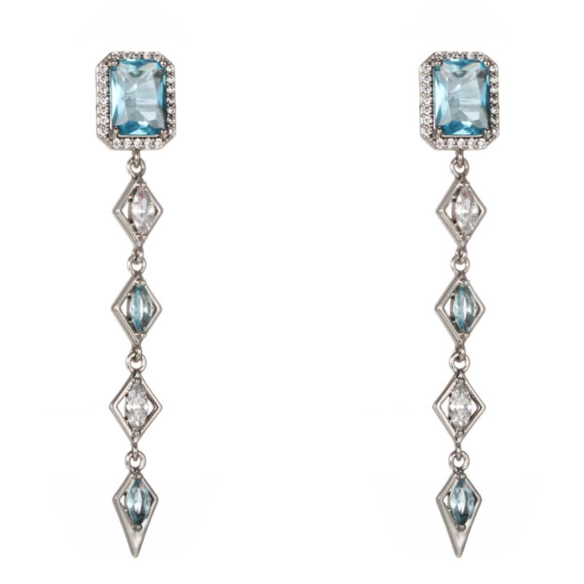 Antique Aquamarine Earrings with white background