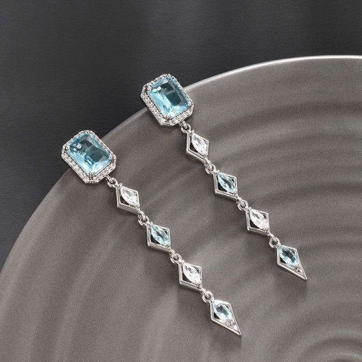 Antique Aquamarine Earrings with black background