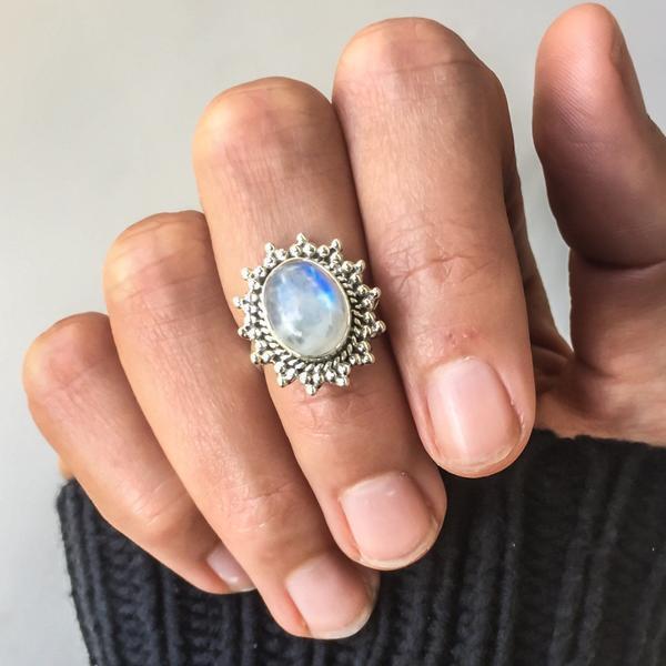 Antique Moonstone Ring with white background