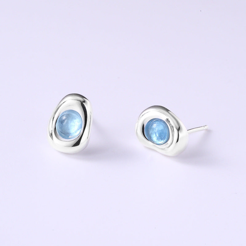 Aquamarine Earrings Studs in white background
