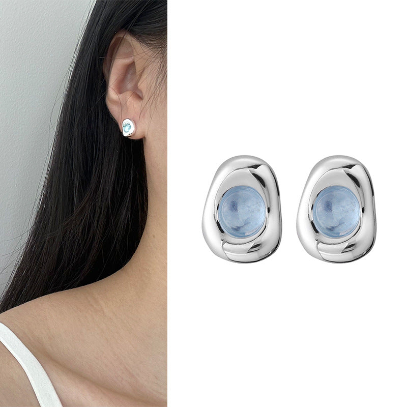 Aquamarine Earrings Studs with