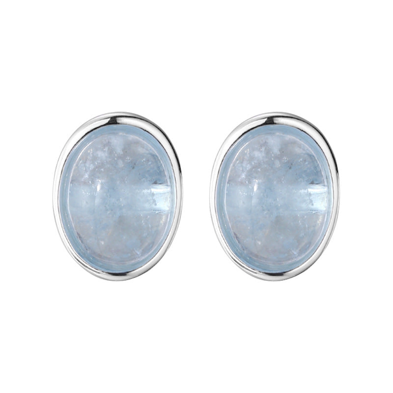 Aquamarine Earrings Studs with white background
