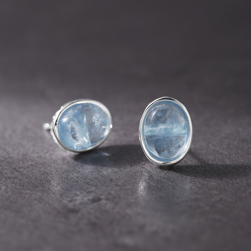 Aquamarine Earrings Studs with black background