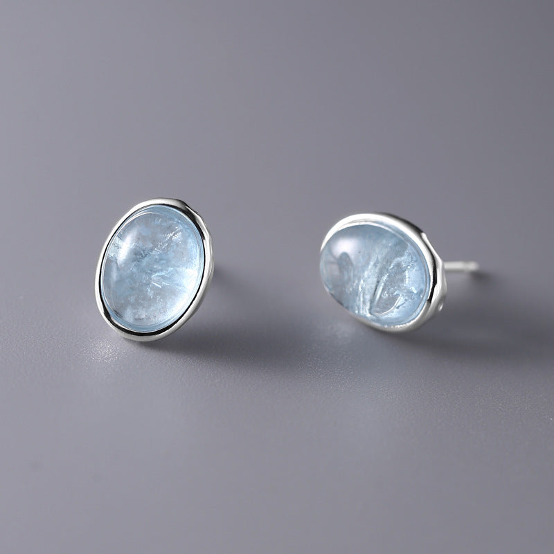 Aquamarine Earrings Studs with black background