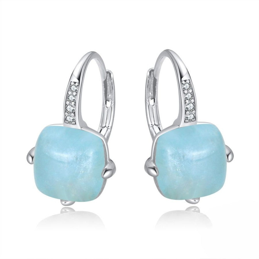 Aquamarine Earrings with white background