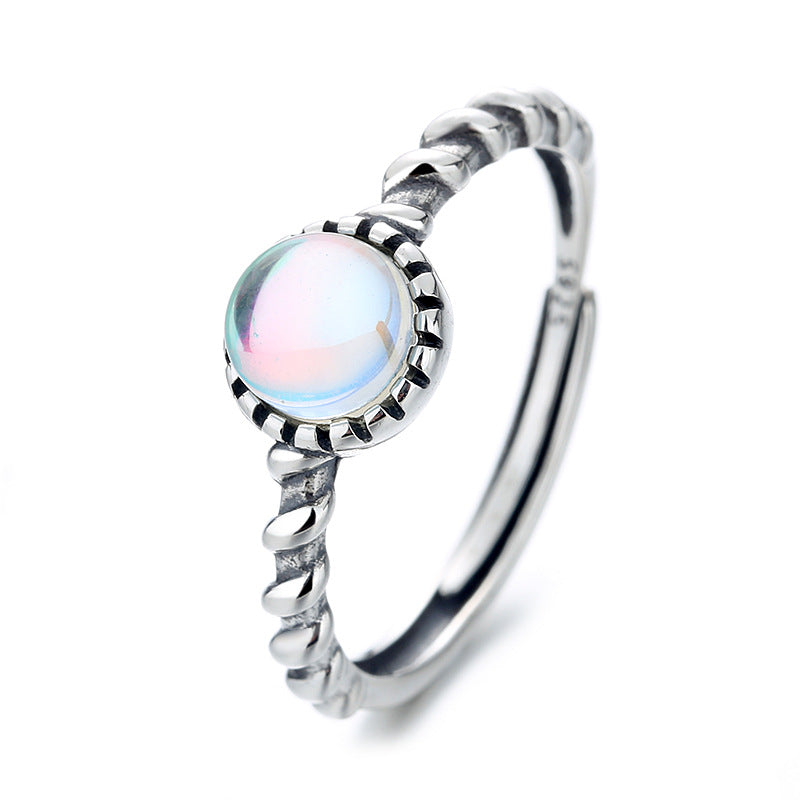 Blue Moonstone Ring with white background
