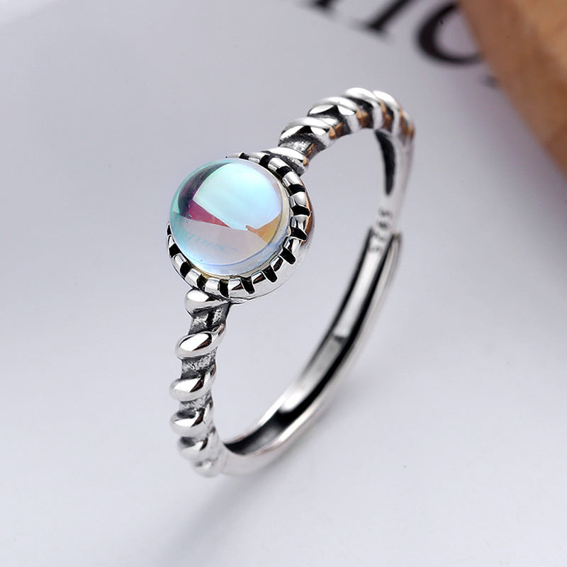Blue Moonstone Ring with white background