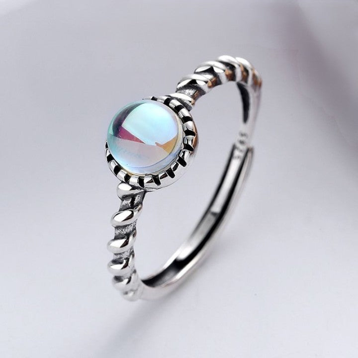 Blue Moonstone Ring with white background