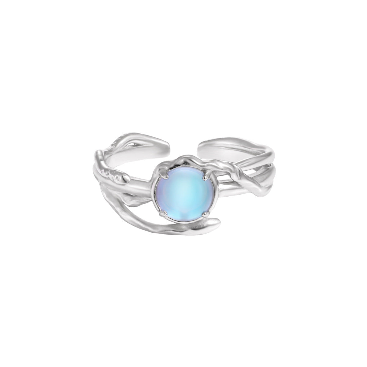 Blue Moonstone Ring With Radiant Design