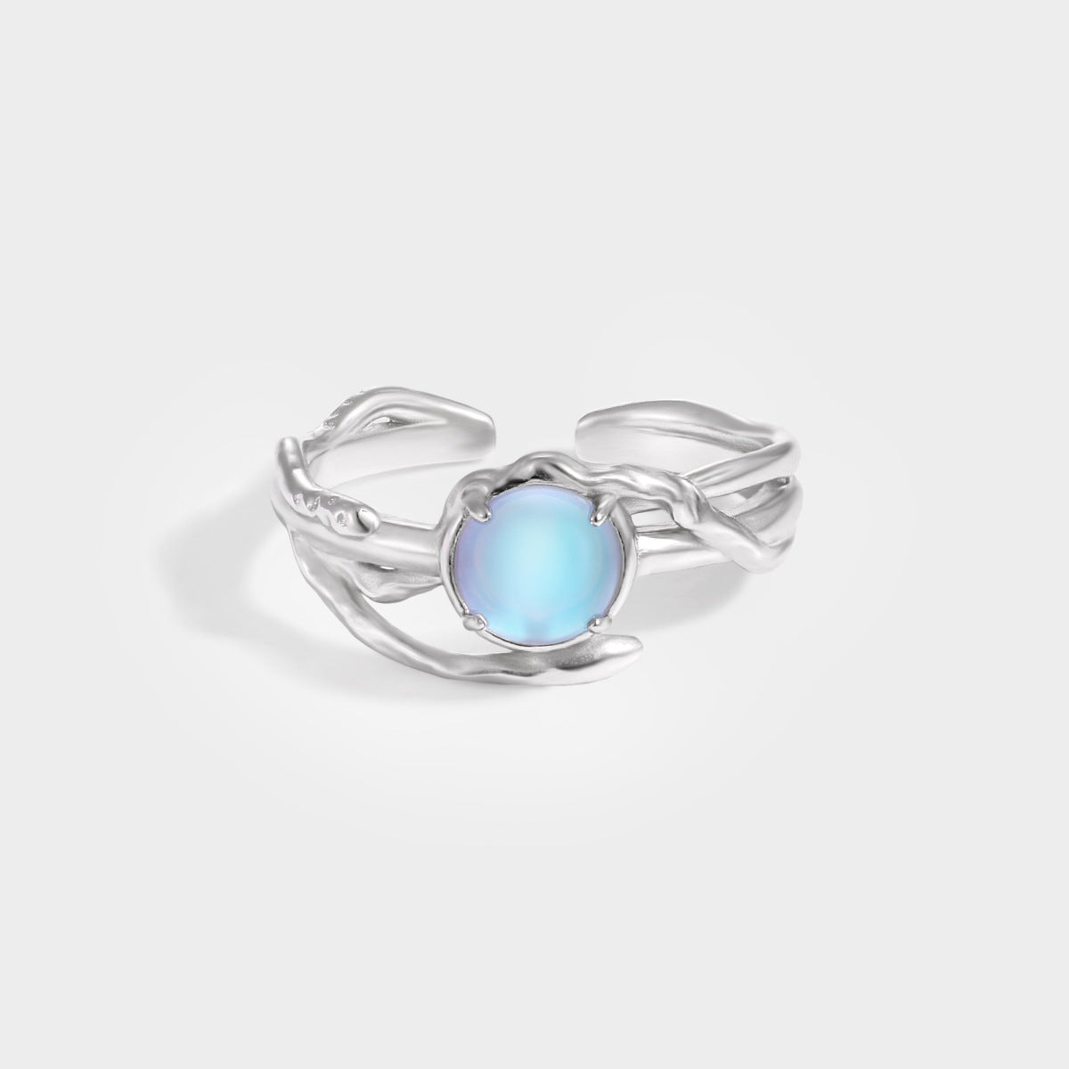 Blue Moonstone Ring With Radiant Design