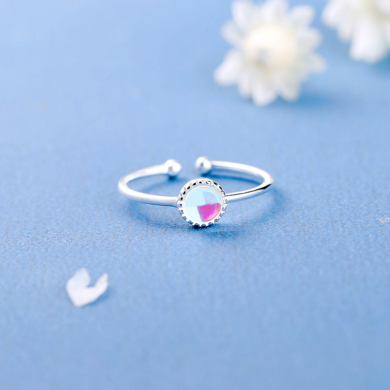 Blue Moonstone Ring with blue background