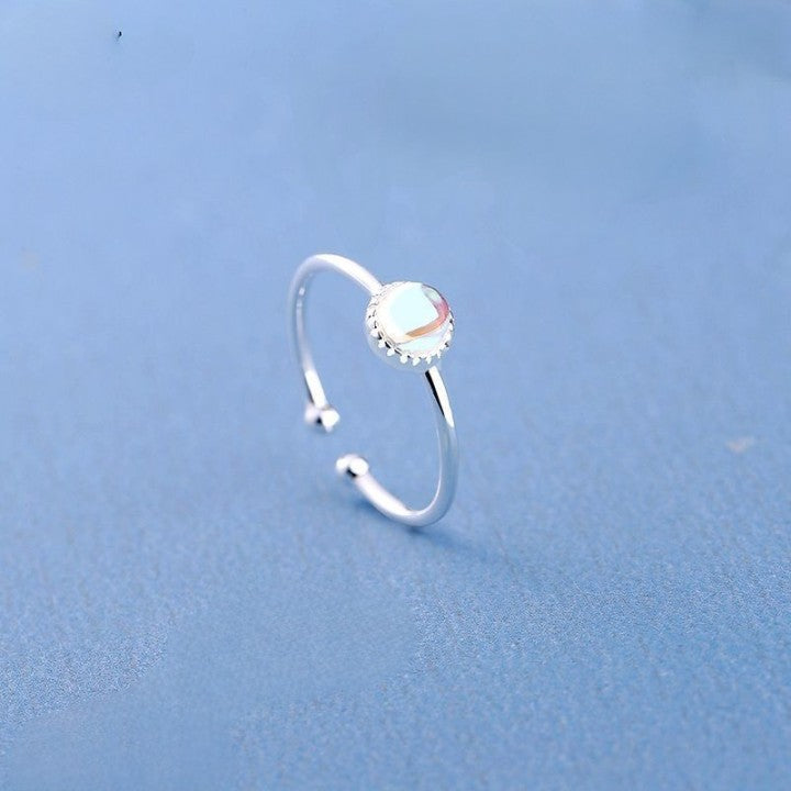 Blue Moonstone Ring with blue background