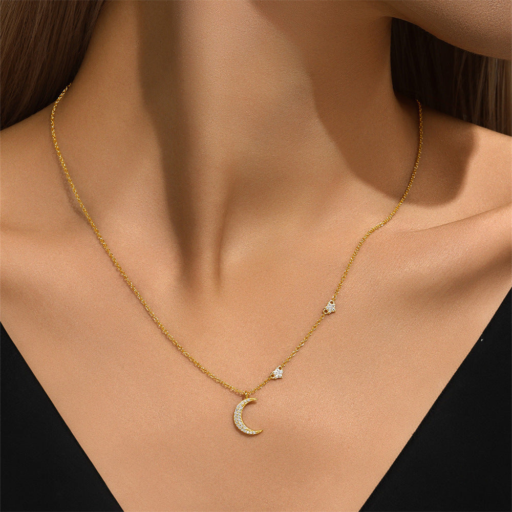 Celestial Moon Necklace in Silver S925