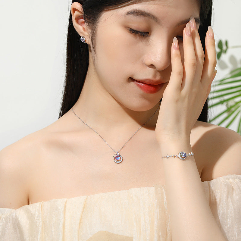 moonstone beaded necklace with Wearing Look