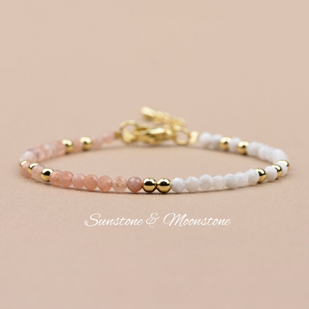 Moonstone Bracelet Mixed With Sunstone 2