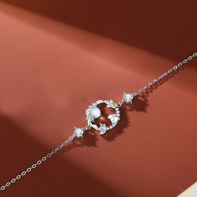 moonstone crystal necklace with On Table