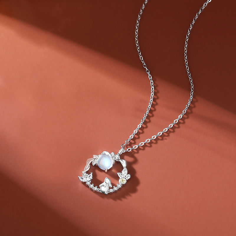 moonstone crystal necklace with On Table