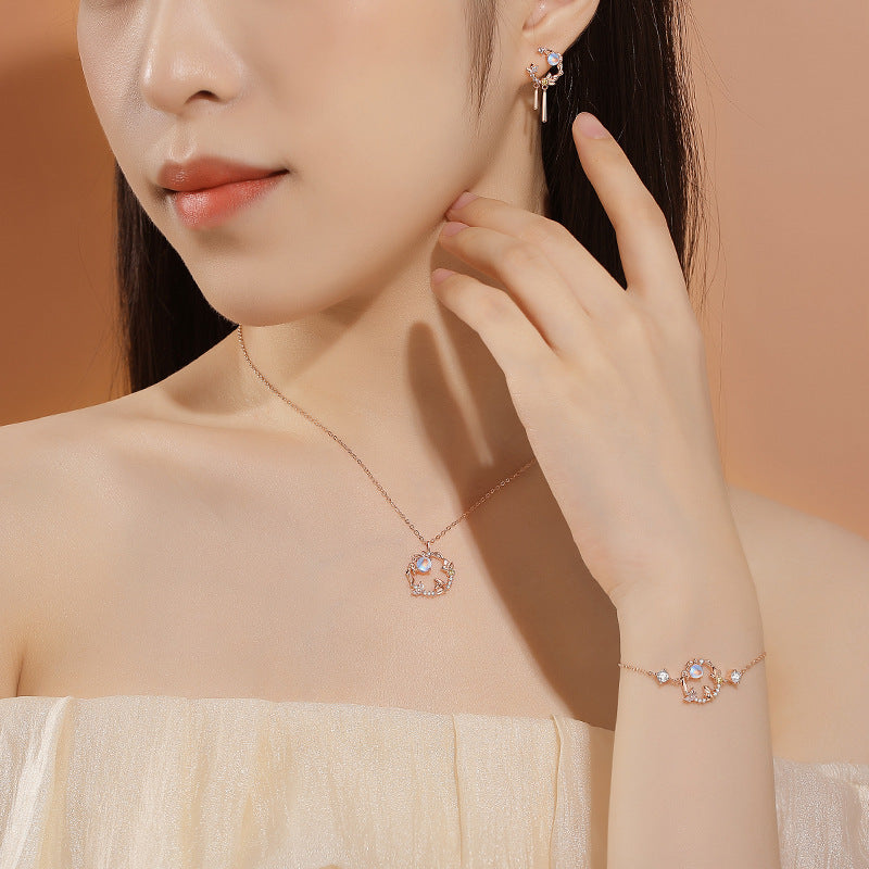 moonstone crystal necklace with Wearing Look