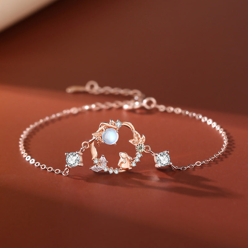 moonstone crystal necklace with On Table