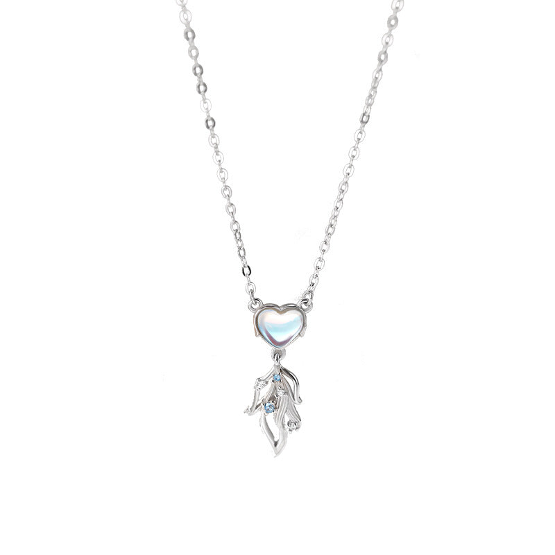moonstone heart necklace white background