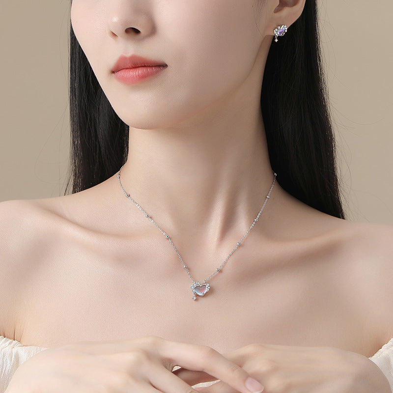 moonstone heart necklace with Wearing Look