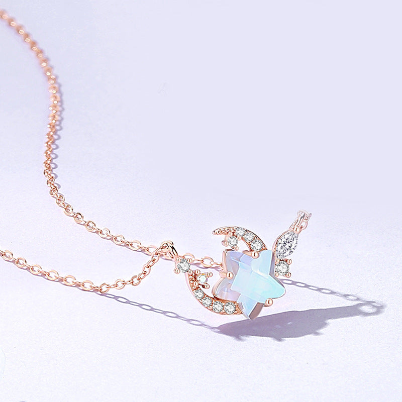moonstone necklace with gray background