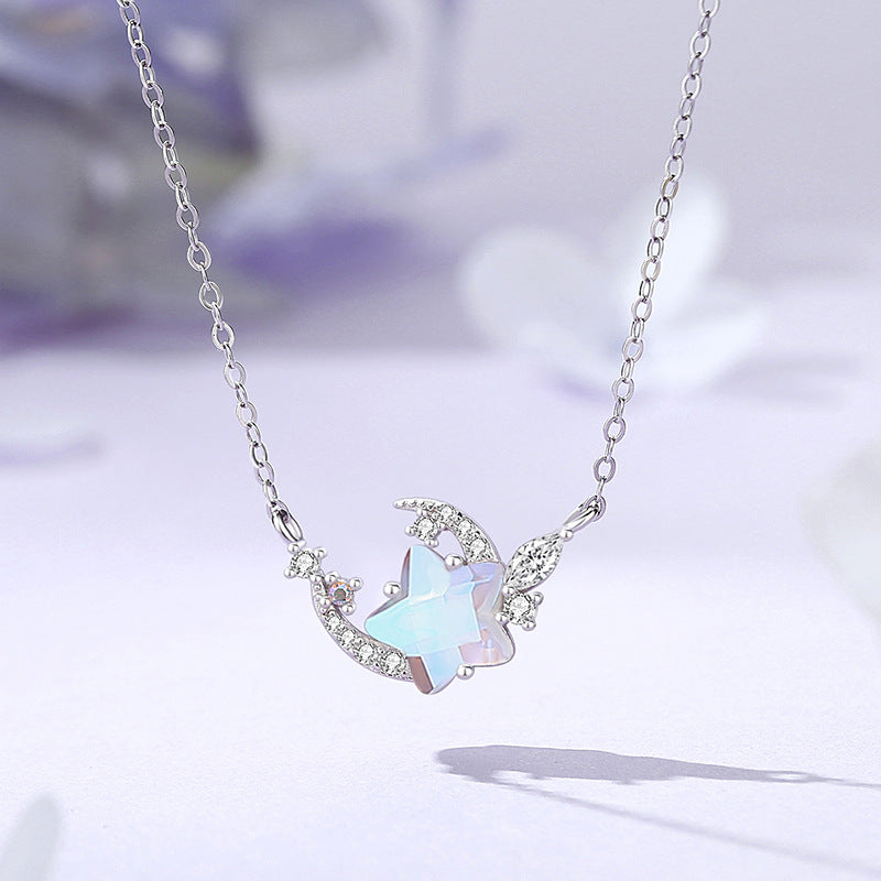 moonstone necklace with gray background