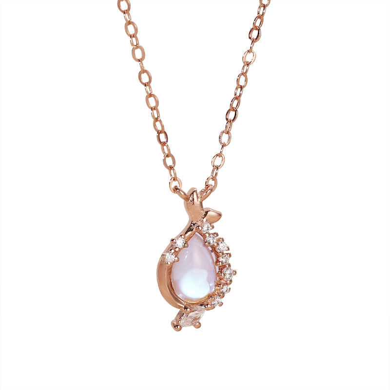 moonstone pendant necklace with white background