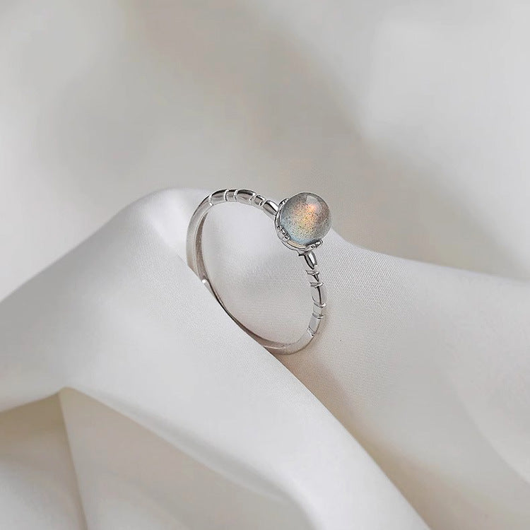 Moonstone Ring with White Cloth