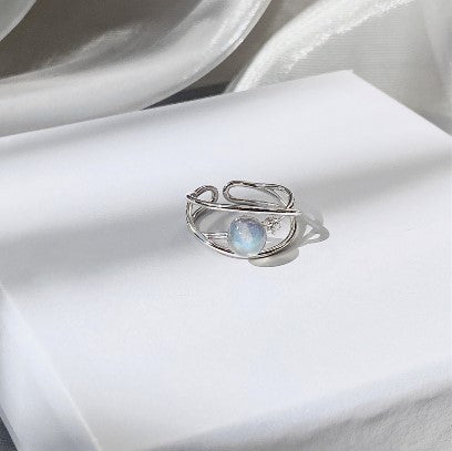 Moonstone ring on white box