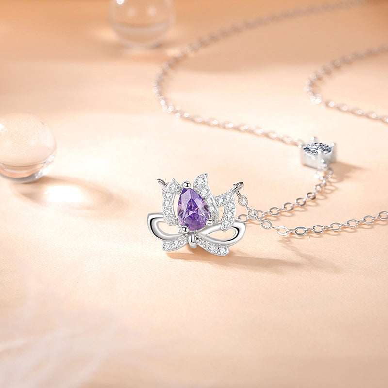 purple amethyst necklace wheat background