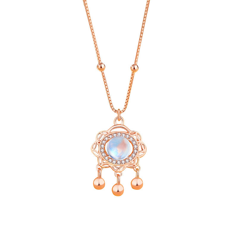 vintage moonstone necklace with white background