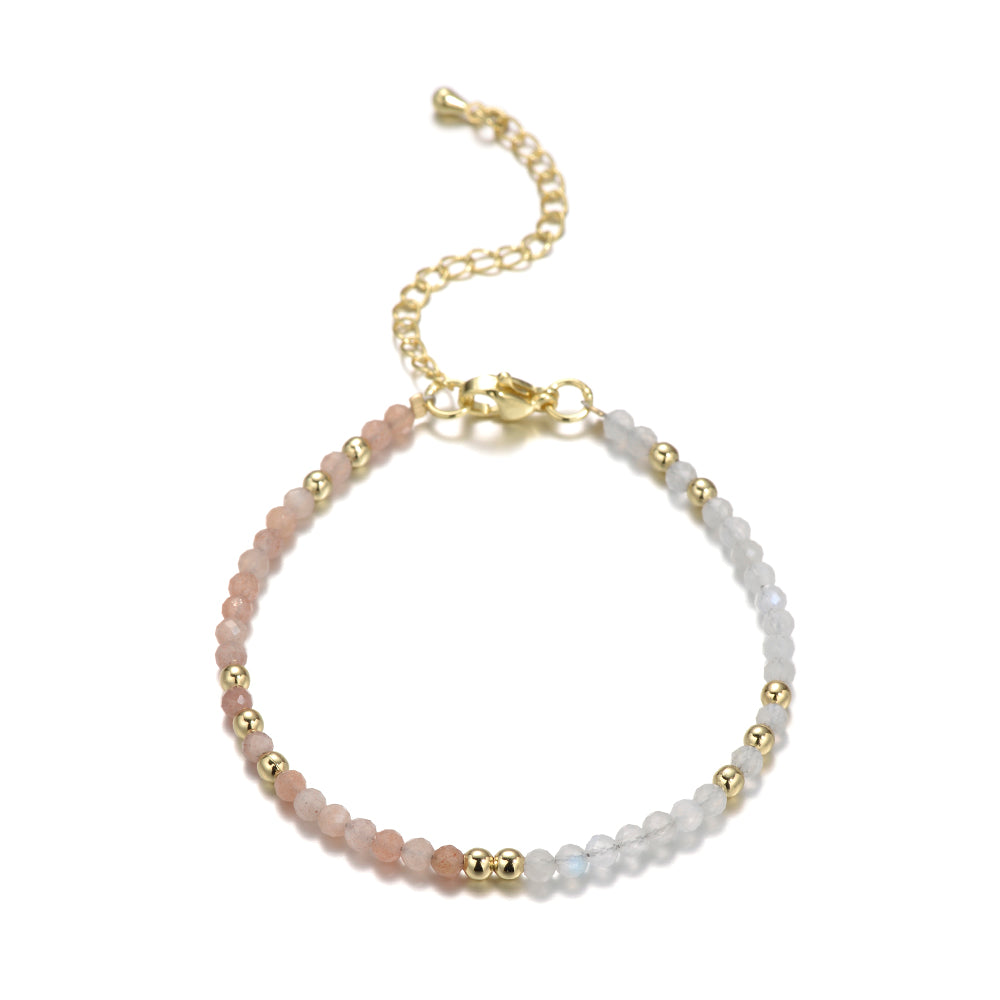 moonstone bracelet mixed with sunstone