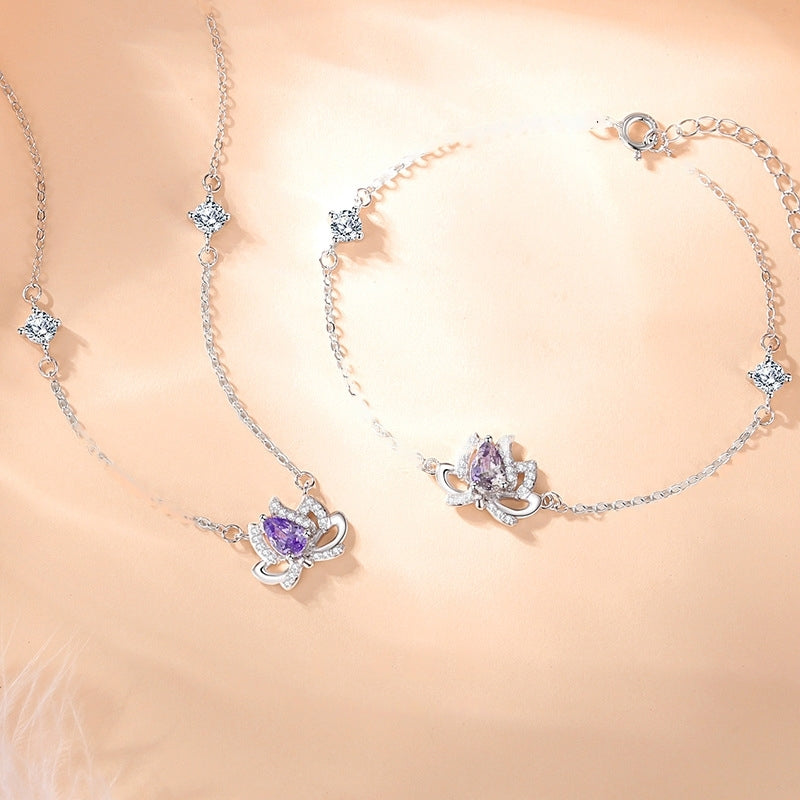 Purple Amethyst Necklace And Jewelry Set - Gems Kingdom