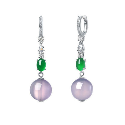amethyst dangle earrings white background