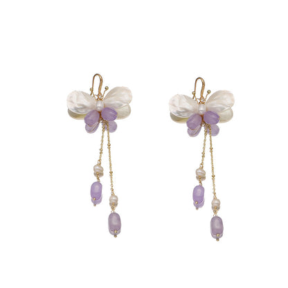 Amethyst Dangle Earrings With white background